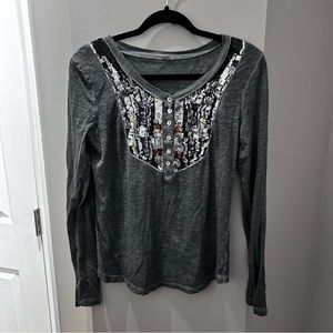 Free People 'Tiger Eyes' Sequin Bib Henley